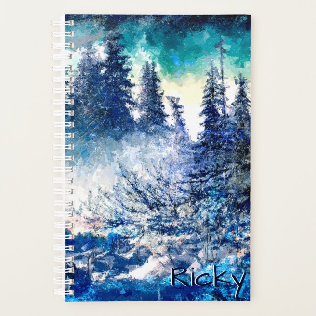 Personalized Artistic Winter Mountain Landscape Planner (Front)