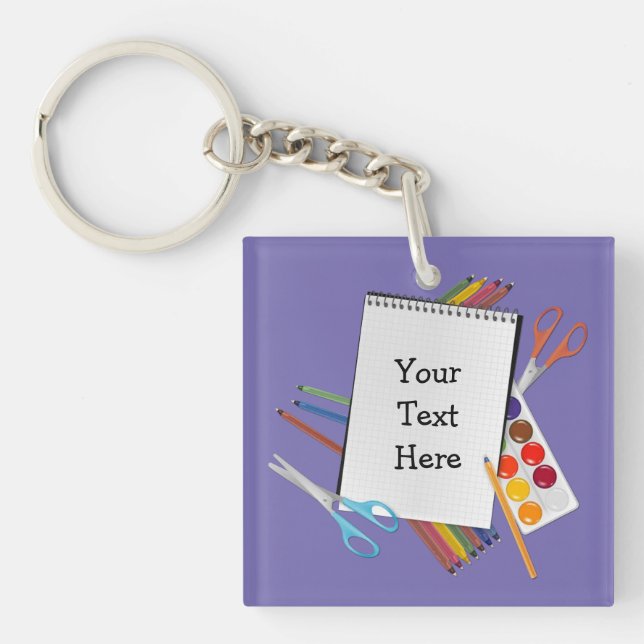 Personalized Artsy Craft Supplies Key Chain (Front)