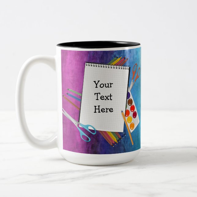 Personalized Artsy Craft Supplies Rainbow Mug (Left)