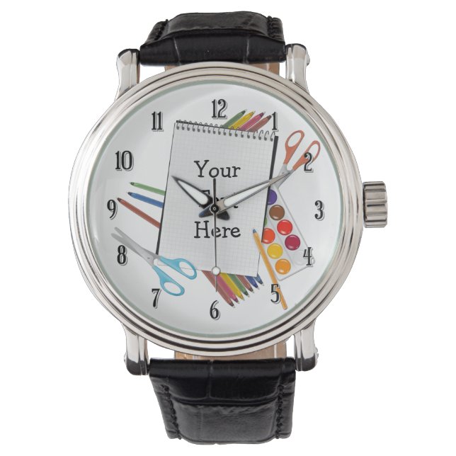 Personalized Artsy Craft Supplies Wrist Watch (Front)