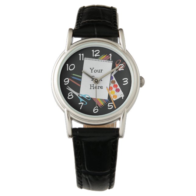 Personalized Artsy Craft Supplies Wrist Watch 2 (Front)