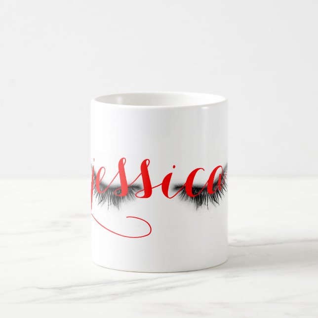 Personalized Artsy Feminine Chic Eyelashes Design Coffee Mug (Center)