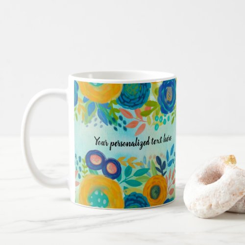 Personalized Artsy Floral Coffee Mug