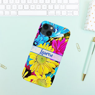 Personalized Artsy Floral Daisy Name iPhone 13 Case
