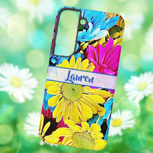 Personalized Artsy Floral Daisy Name  Samsung Gala Galaxy S22 Case