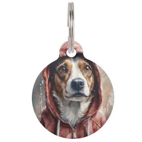 Personalized Artwork Brown and White Dog Hoodie  Pet ID Tag