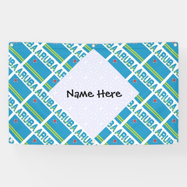 Personalized Aruba Flag Tiled Banner (Horizontal)
