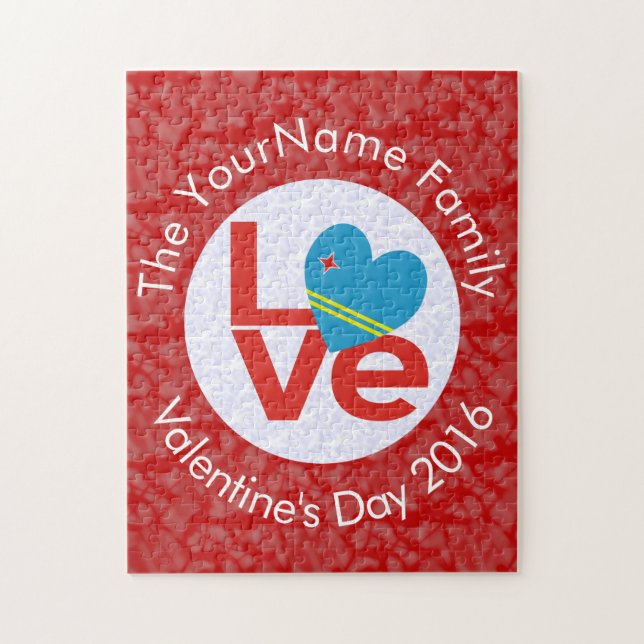 Personalized Aruban Red LOVE Flag Jigsaw Puzzle (Vertical)