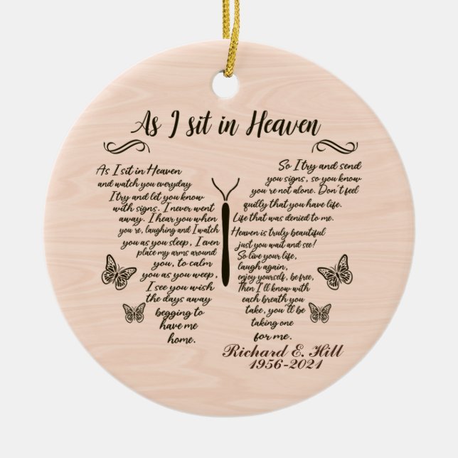 Personalized As I Sit In Heaven Christmas Ornament (Front)