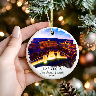 Personalized +as Vegas Ornament, Nevada Gift Ceramic Ornament