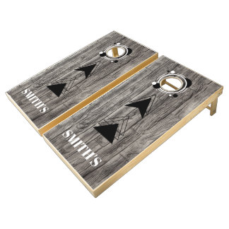 Personalized Ash Wood Rustic Family Cornhole Set