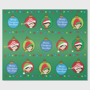 Personalized Asian Girl Elf Wrapping Paper