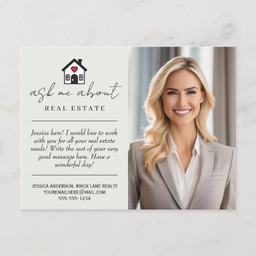 Personalized Ask Me About Real Estate Marketing Postcard
