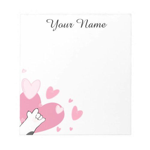 Personalized ASL I Love You Kitten Hearts Notepad