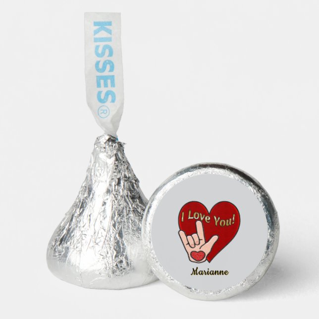 Personalized ASL I Love You Locket Necklace Hershey®'s Kisses® (Front)