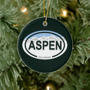Personalized Aspen Colorado Rocky Mountain Ceramic Ornament