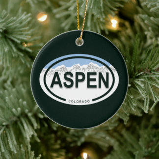 Personalized Aspen Colorado Rocky Mountain Ceramic Ornament