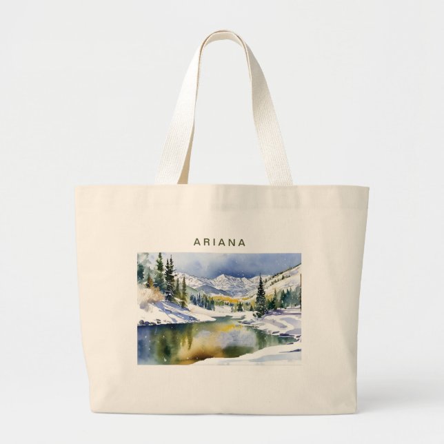 Personalized Aspen Colorado Watercolor Tote (Front)