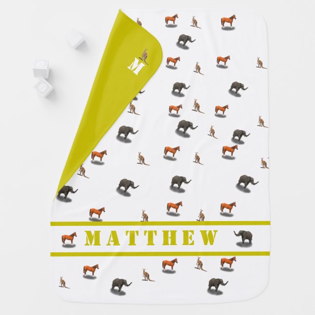 Personalized Assorted Animal Themed  Baby Blanket (In Situ)