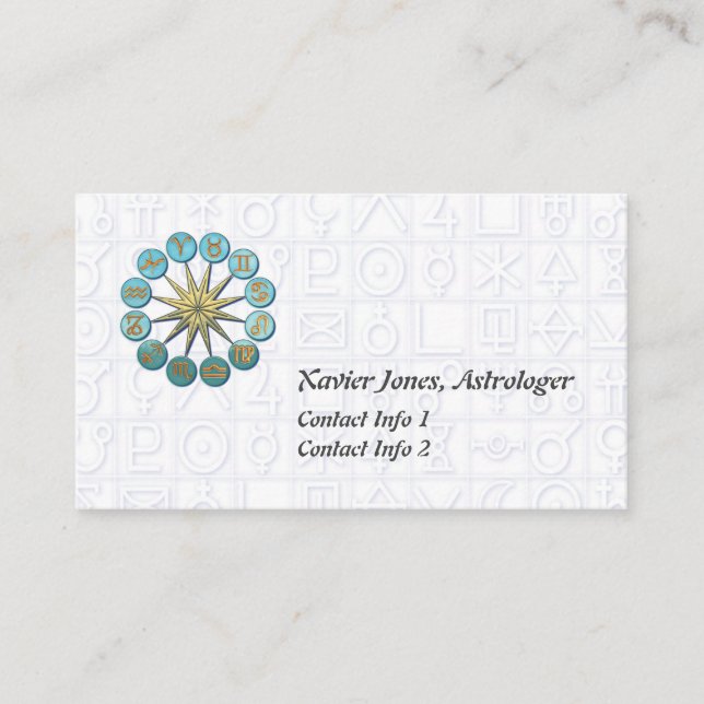 Personalized astrology symbols business cards (Front)
