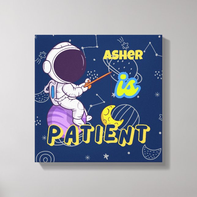 Personalized Astronaut Affirmation Deco | Patient Canvas Print (Front)