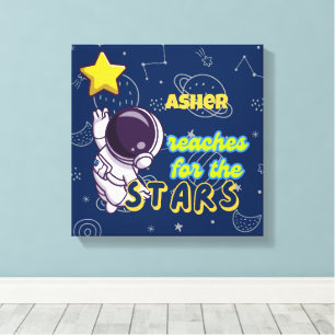 Personalized Astronaut Affirmation Reach for Star Canvas Print