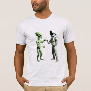 Personalized Astronaut & Alien Fist Bump Dad T-Shirt