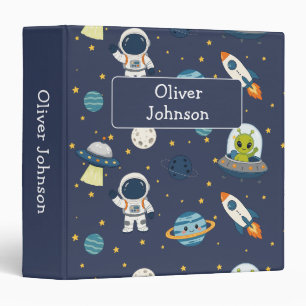 Personalized Astronaut Alien Rocket Space Explorer 3 Ring Binder