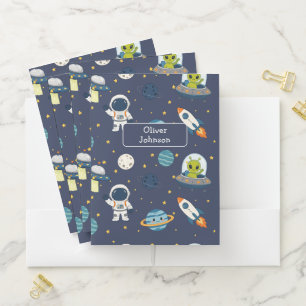 Personalized Astronaut Alien Rocket Space Explorer Pocket Folder