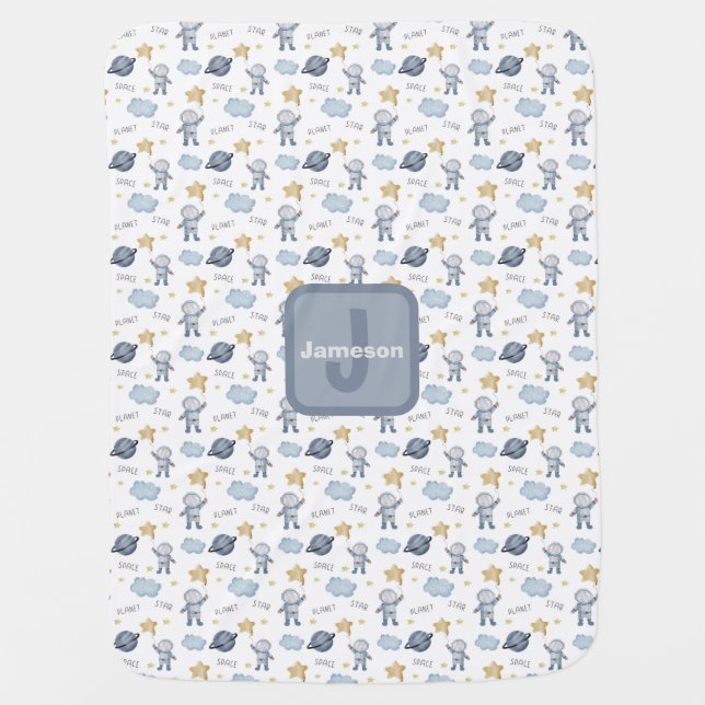 Personalized Astronaut Baby  Blanket (Front)