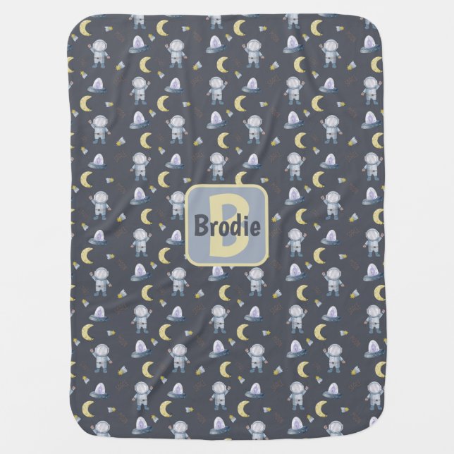 Personalized Astronaut  Baby Blanket (Front)