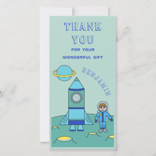 Personalized Astronaut Boy in Space Thank you Card