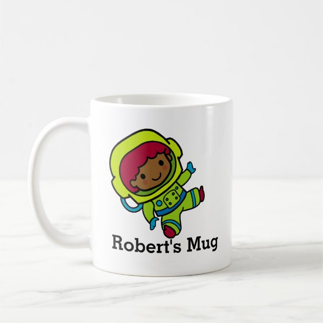 Personalized Astronaut Boy in Spacesuit Coffee Mug (Left)