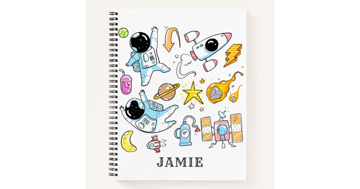 Personalized Astronaut Outer Space Notebook | Zazzle