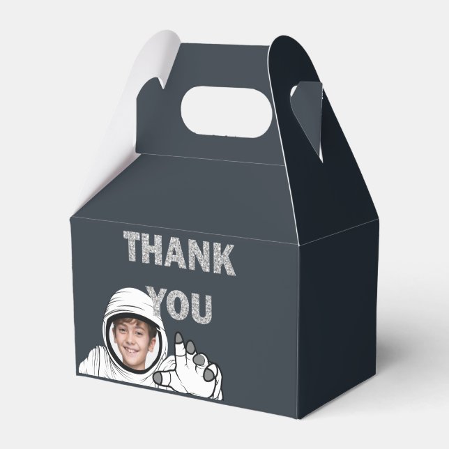 Personalized Astronaut Photo Birthday Favor Boxes (Front Side)