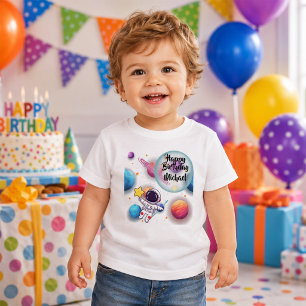 Personalized Astronaut & Planets Birthday T-Shirt