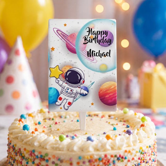 Personalized Astronaut & Planets Cake Pick (Creator Uploaded)