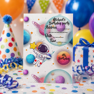 Personalized Astronaut & Planets Party Invitation