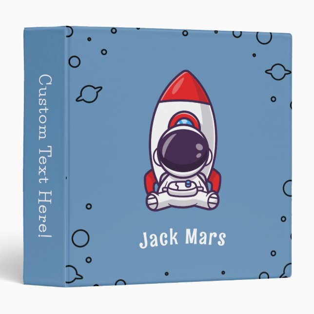 Personalized Astronaut Rocket Adventure 3 Ring Binder (Front/Spine)
