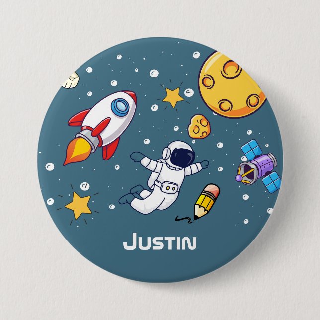 Personalized Astronaut Space School Supplies Button (Front)