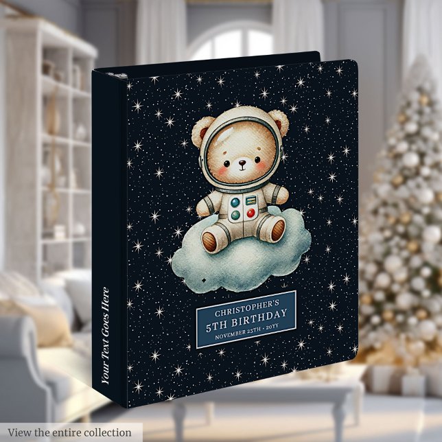 Personalized Astronaut Teddy Bear Boy 5th Birthday 3 Ring Binder (Personalized Astronaut Teddy Bear Boy 5th Birthday 3 ring binder)