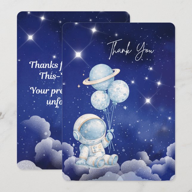 Personalized Astronaut Thank You Card (Front/Back)