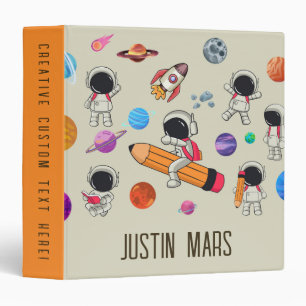 Personalized Astronauts and Planets Back to School 3 Ring Binder