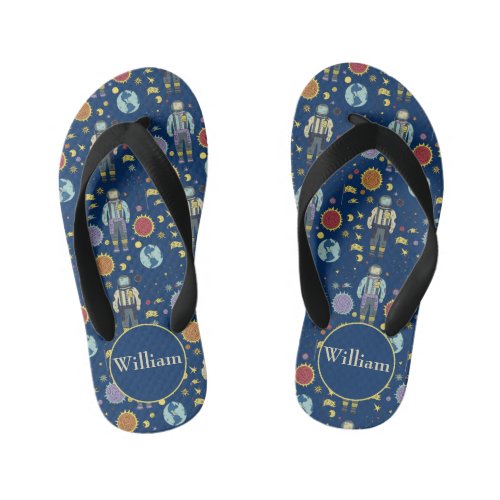 Personalized Astrounaut Space Man Colorful Kids Flip Flops