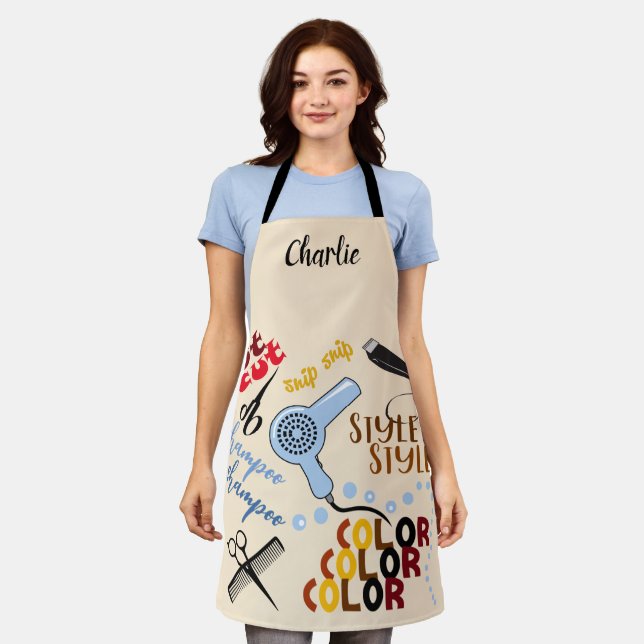 Personalized At The Hair Salon Apron (Worn)