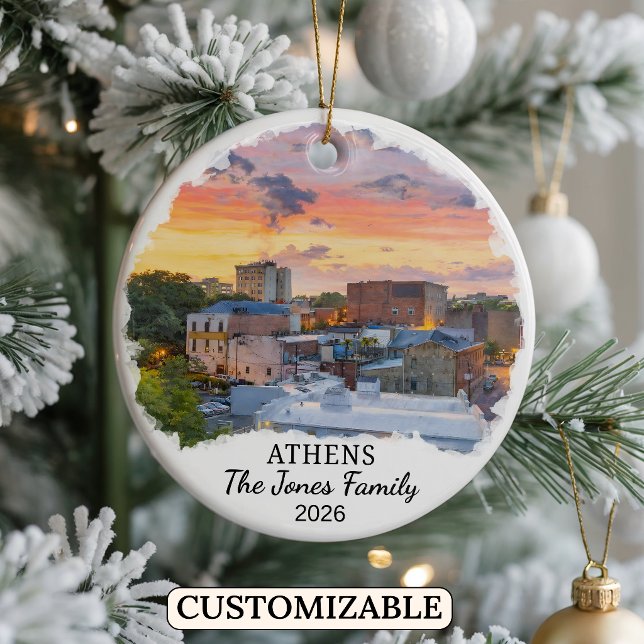 Personalized Athens Ornament, Custom Georgia Ceramic Ornament (Creator Uploaded)