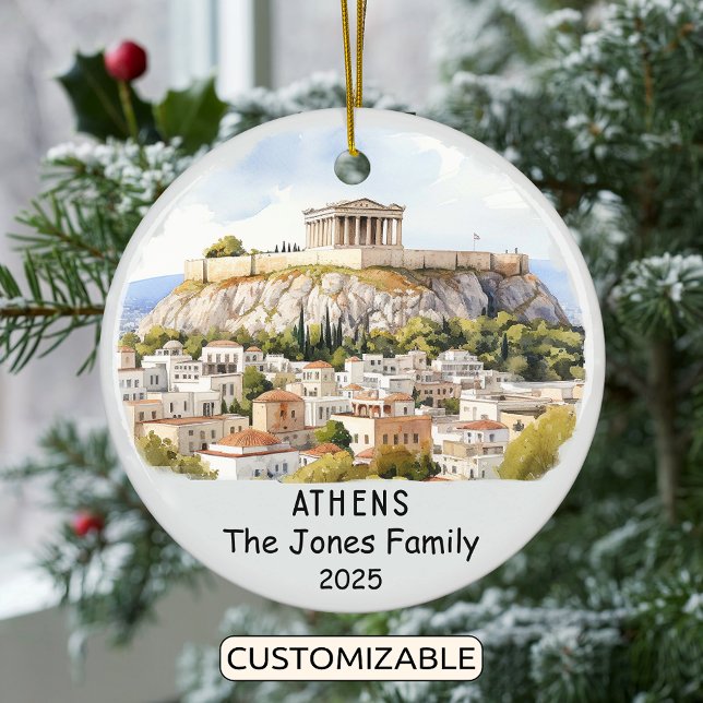Personalized Athens Ornament, Greece Ceramic Ornament (Creator Uploaded)