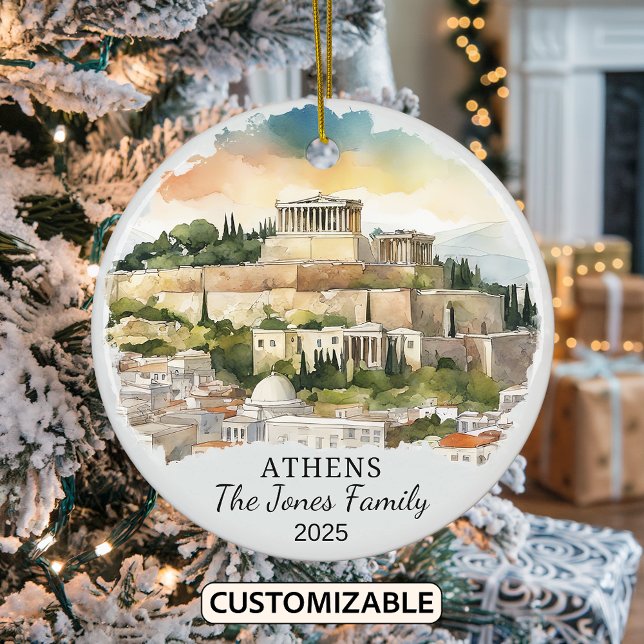 Personalized Athens Ornament, Greece Gift Ceramic Ornament (Creator Uploaded)