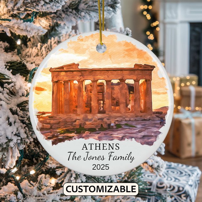 Personalized Athens Ornament, Greece Gift Ceramic Ornament (Creator Uploaded)