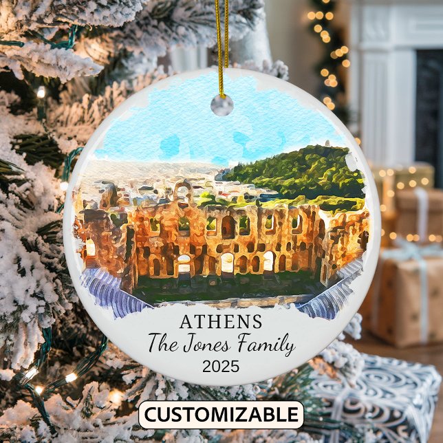 Personalized Athens Ornament, Greece Gift Ceramic Ornament (Creator Uploaded)